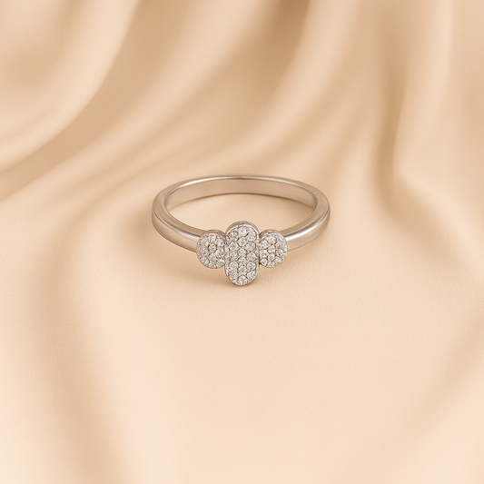 Silver Floral Zircon Finger Ring