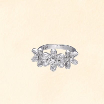 Triple Flower Silver Finger Ring