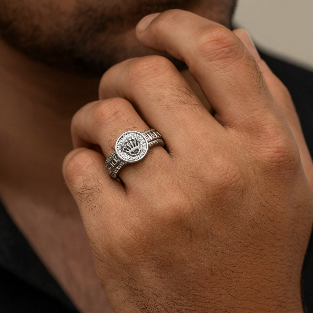 Crown Emblem Statement Ring