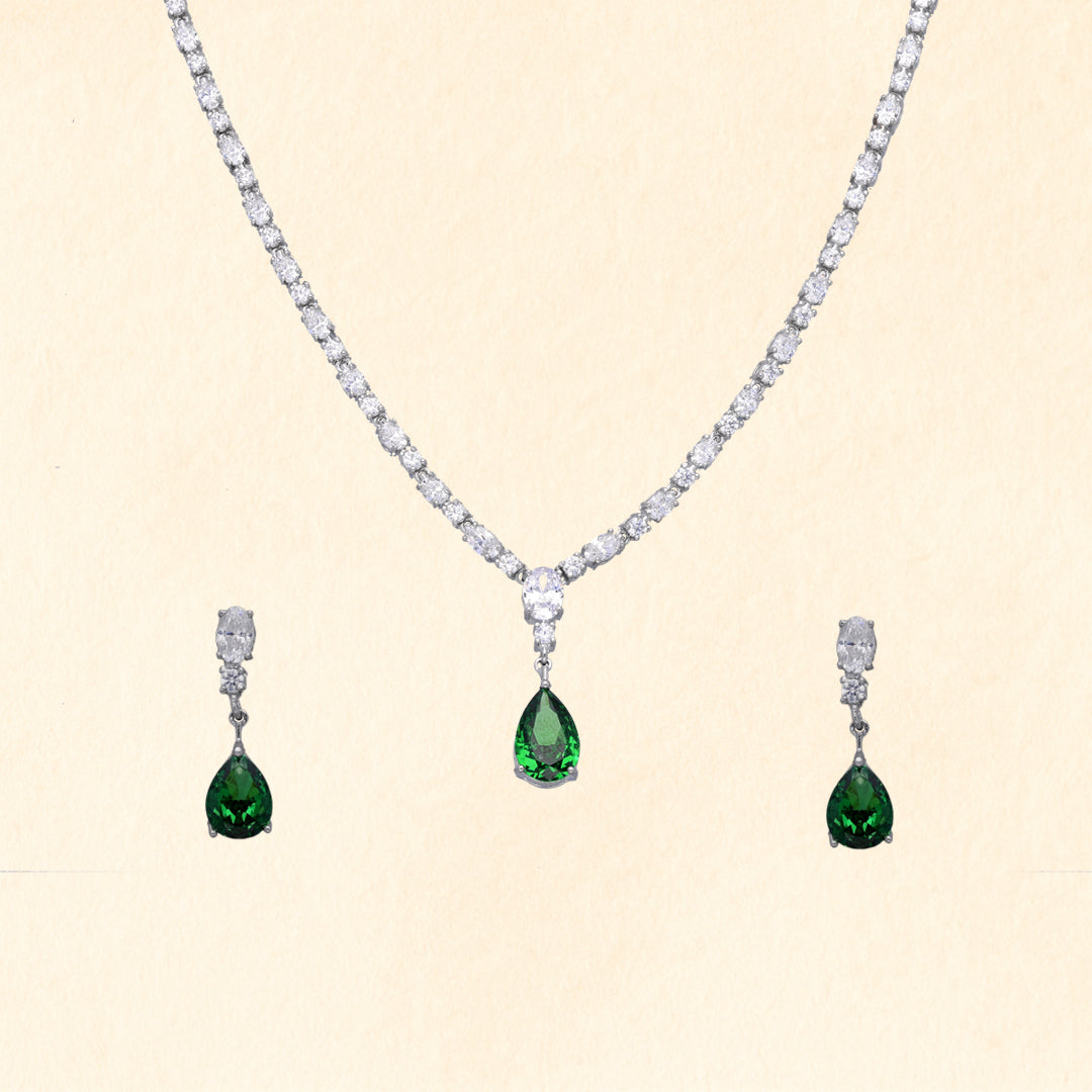 Emerald Drop Necklace Set