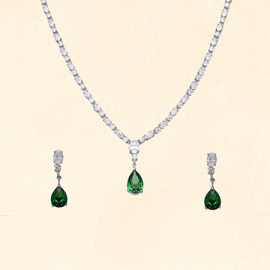 Emerald Drop Necklace Set