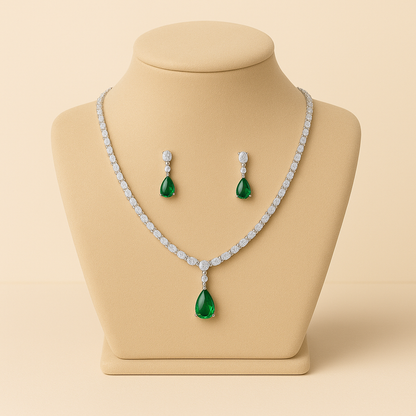 Emerald Drop Necklace Set