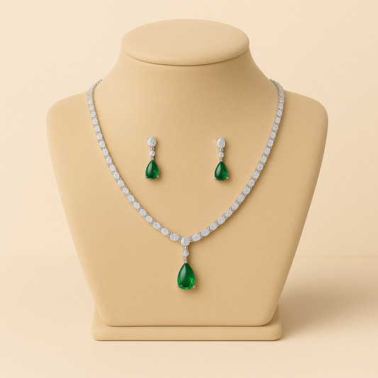 Emerald Drop Necklace Set