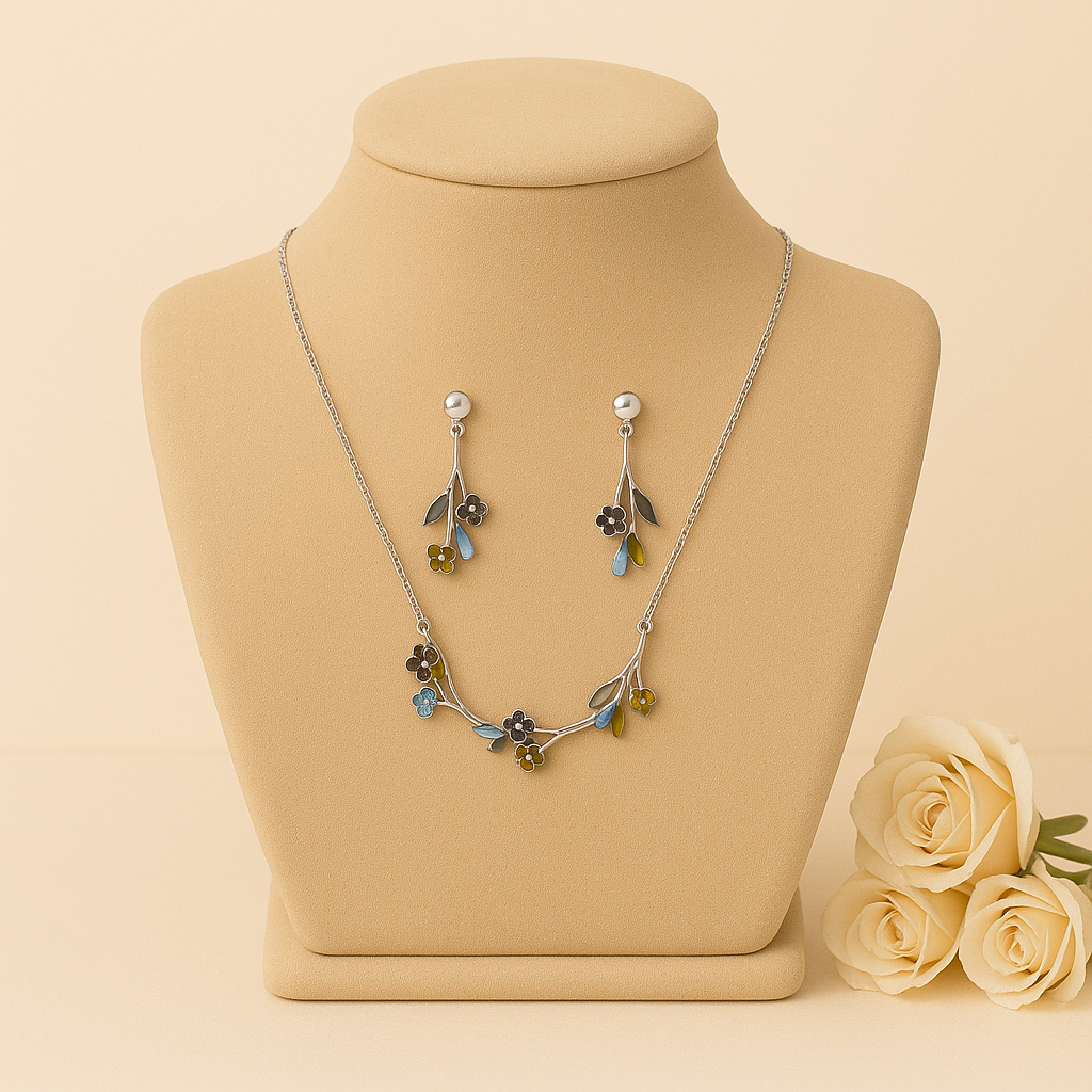 Enamel Bloom Necklace Set