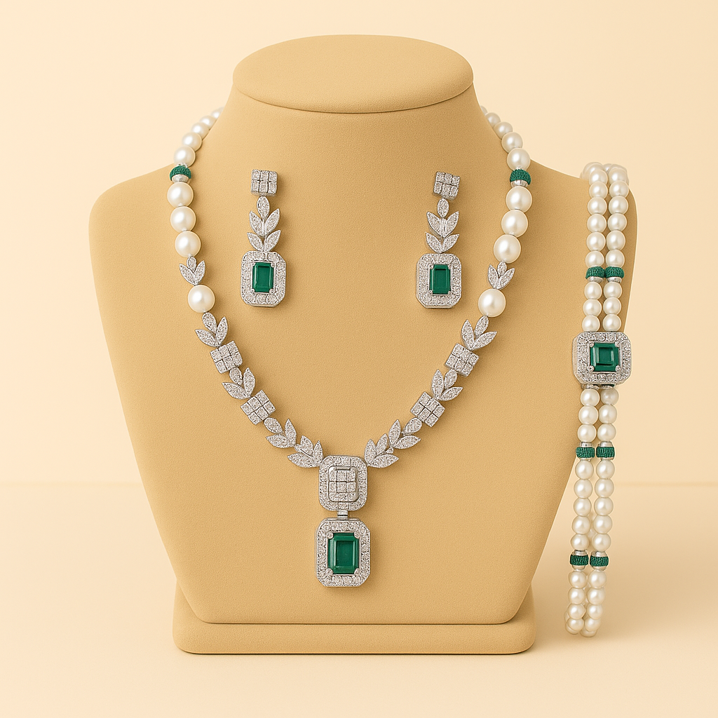 Pearl Emerald Set