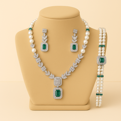 Pearl Emerald Set