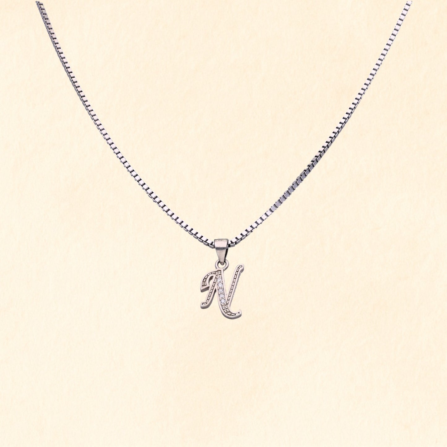 Alphabet "N" Pendant with Chain