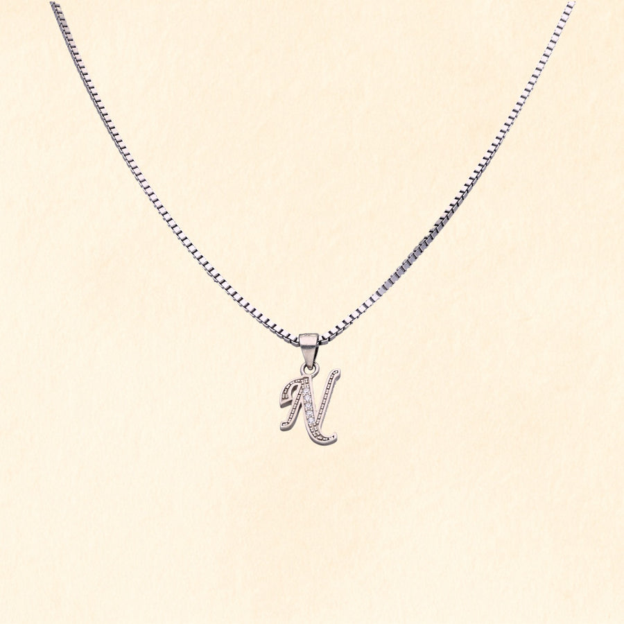 Alphabet "N" Pendant with Chain
