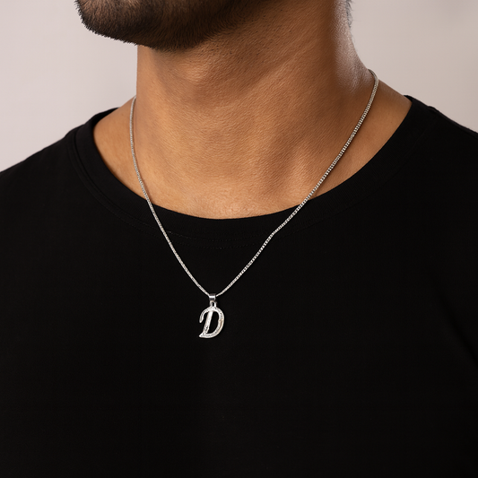 Silver Alphabet "D" Pendant with Chain