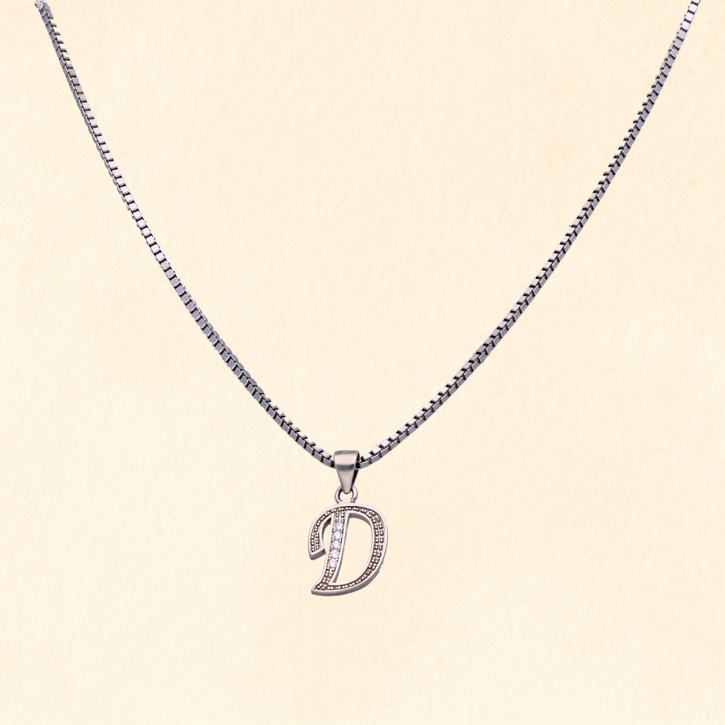 Silver Alphabet "D" Pendant with Chain