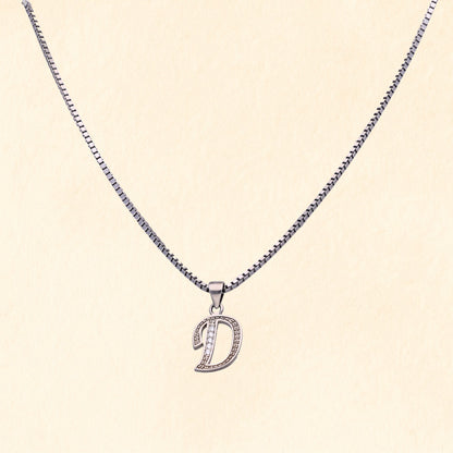 Silver Alphabet "D" Pendant with Chain
