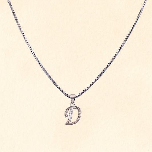 Silver Alphabet "D" Pendant with Chain