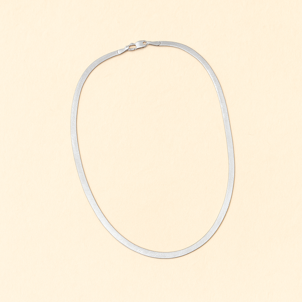 Flat Herringbone Silver Anklet
