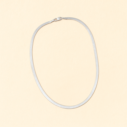 Flat Herringbone Silver Anklet