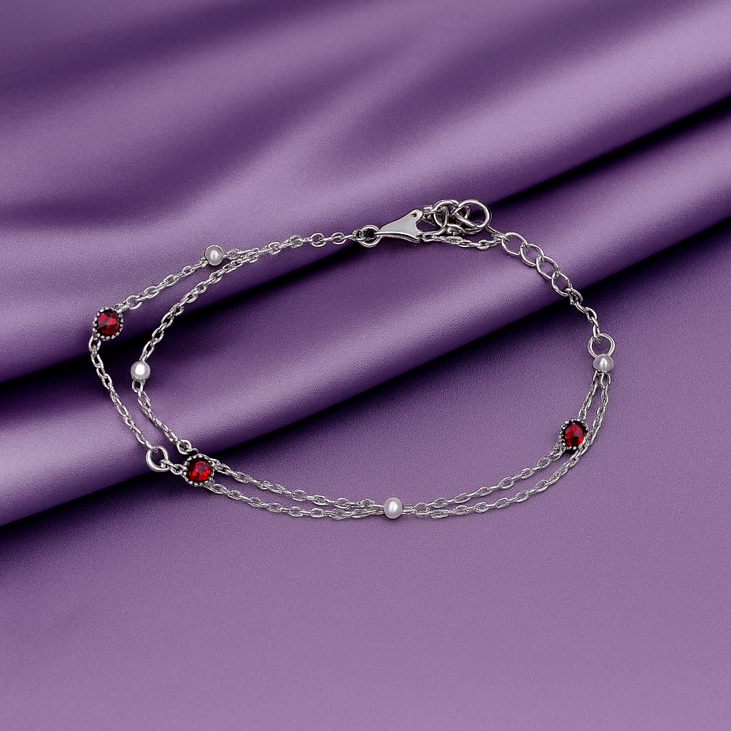 Double Layer Pink Charm Anklet