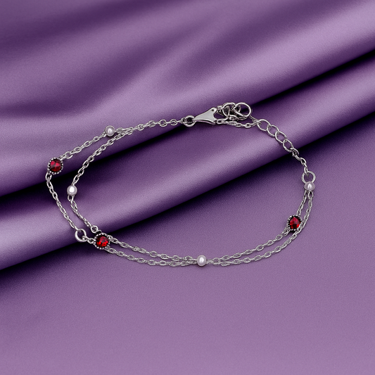 Double Layer Pink Charm Anklet