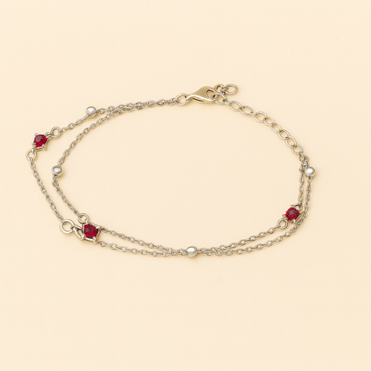 Double Layer Pink Charm Anklet