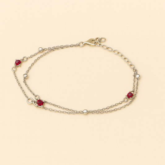 Double Layer Pink Charm Anklet