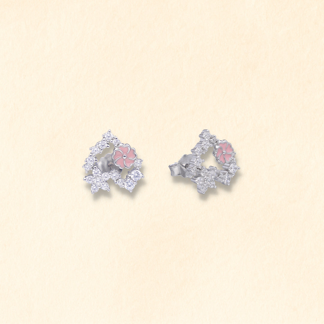 Flora Heart Sparkle Studs