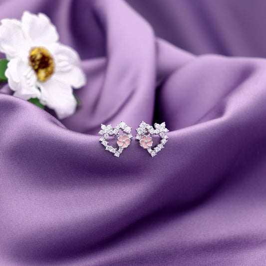 Flora Heart Sparkle Studs