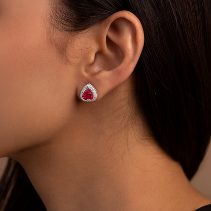 Heart Ruby Studs