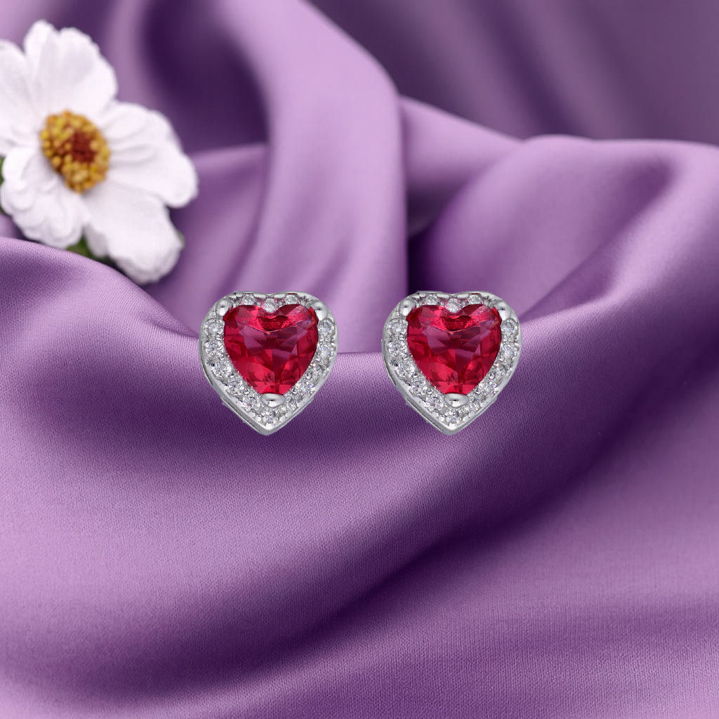 Heart Ruby Studs