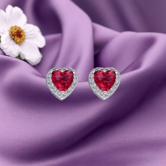 Heart Ruby Studs
