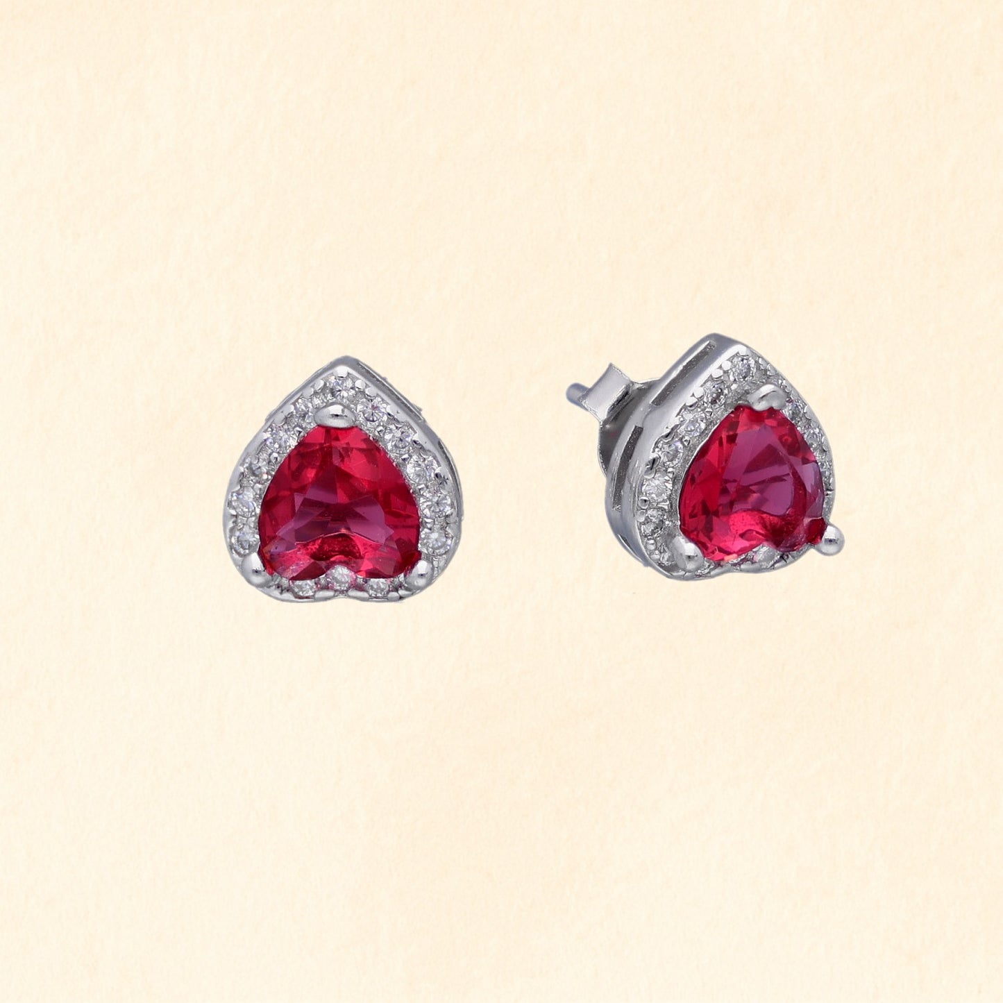 Heart Ruby Studs
