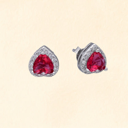 Heart Ruby Studs