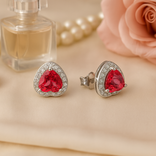 Heart Ruby Studs