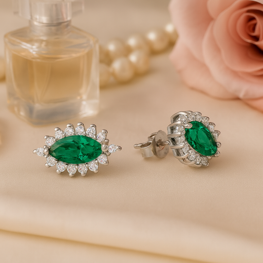 Green Marquise Earrings