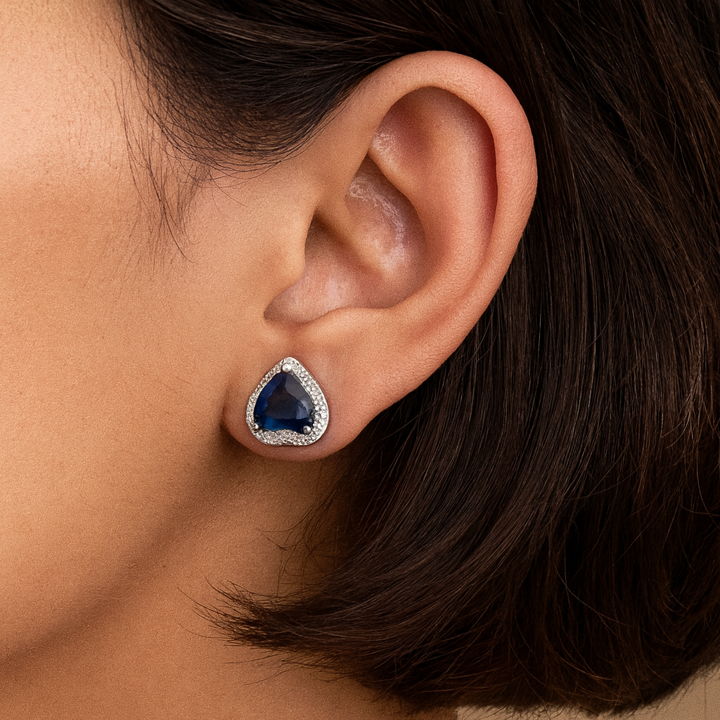 Sapphire Heart Studs