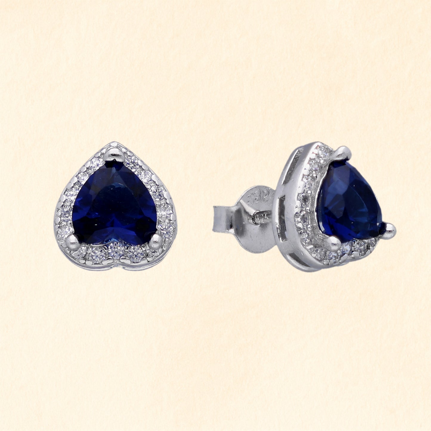 Sapphire Heart Studs