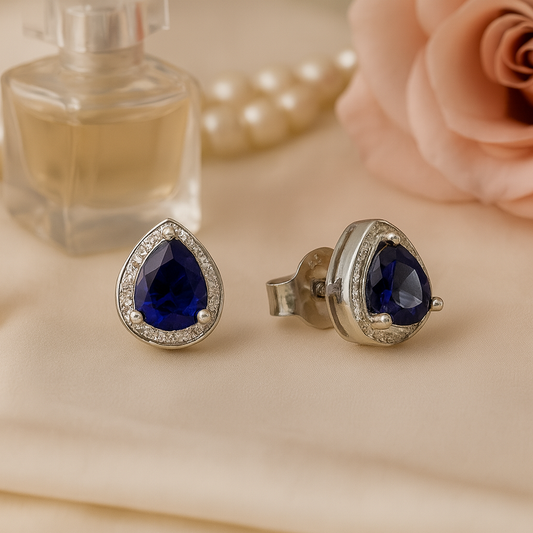 Sapphire Heart Studs
