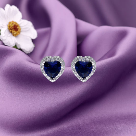 Sapphire Heart Studs