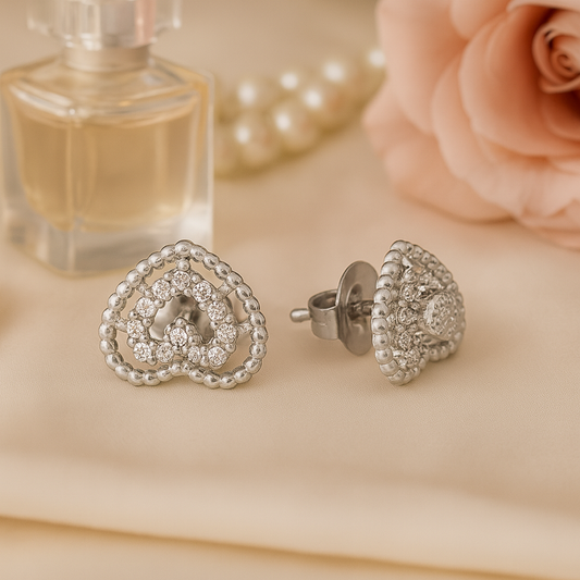 Beaded Heart Studs