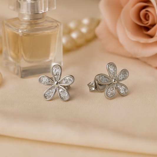 Crystal Flower Studs