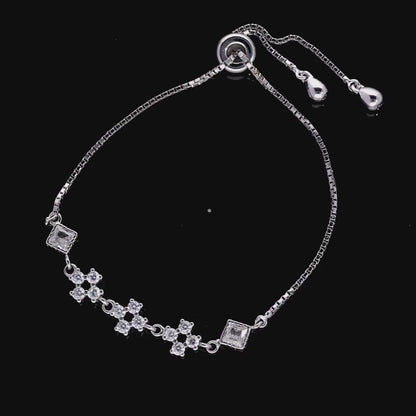 Black Strap Heart CZ Bracelet
