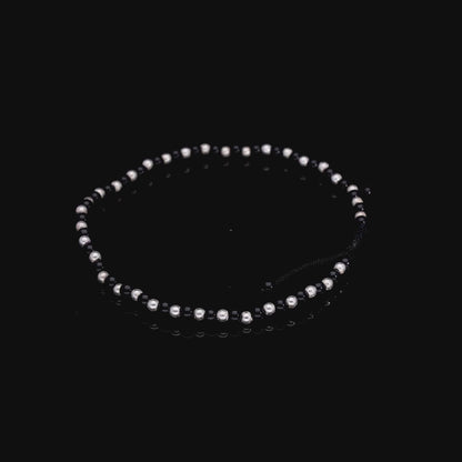 Adjustable Beaded Silver Anklet