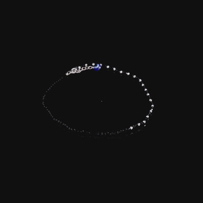 Evil Eye Beaded Silver Anklet