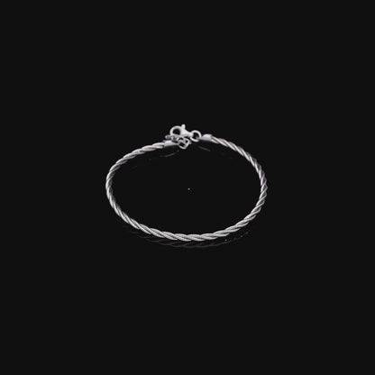 Matte Silver Modern Twist Bracelet