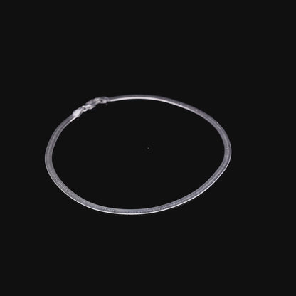 Flat Herringbone Silver Anklet
