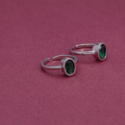 Green Oval Gem Toe Ring
