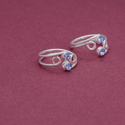 Triple Swirl Stone Toe Ring