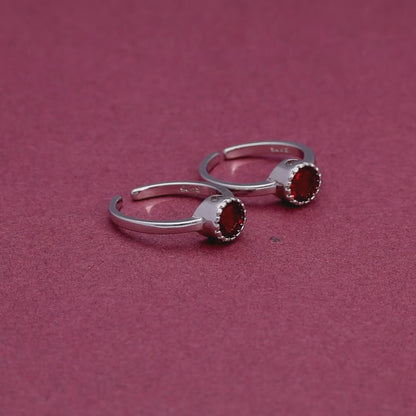 Adjustable Toe Ring with Red Stone
