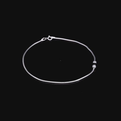 Triple Bead Silver Anklet